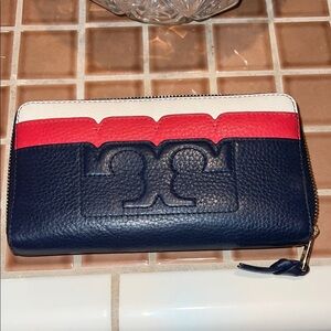 Tory Burch Navy Blue Leather Wallet